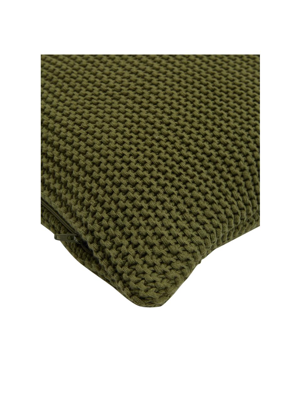 Federa arredo a maglia in cotone organico verde Adalyn, 100% cotone organico, certificato GOTS, Verde, Larg. 40 x Lung. 40 cm
