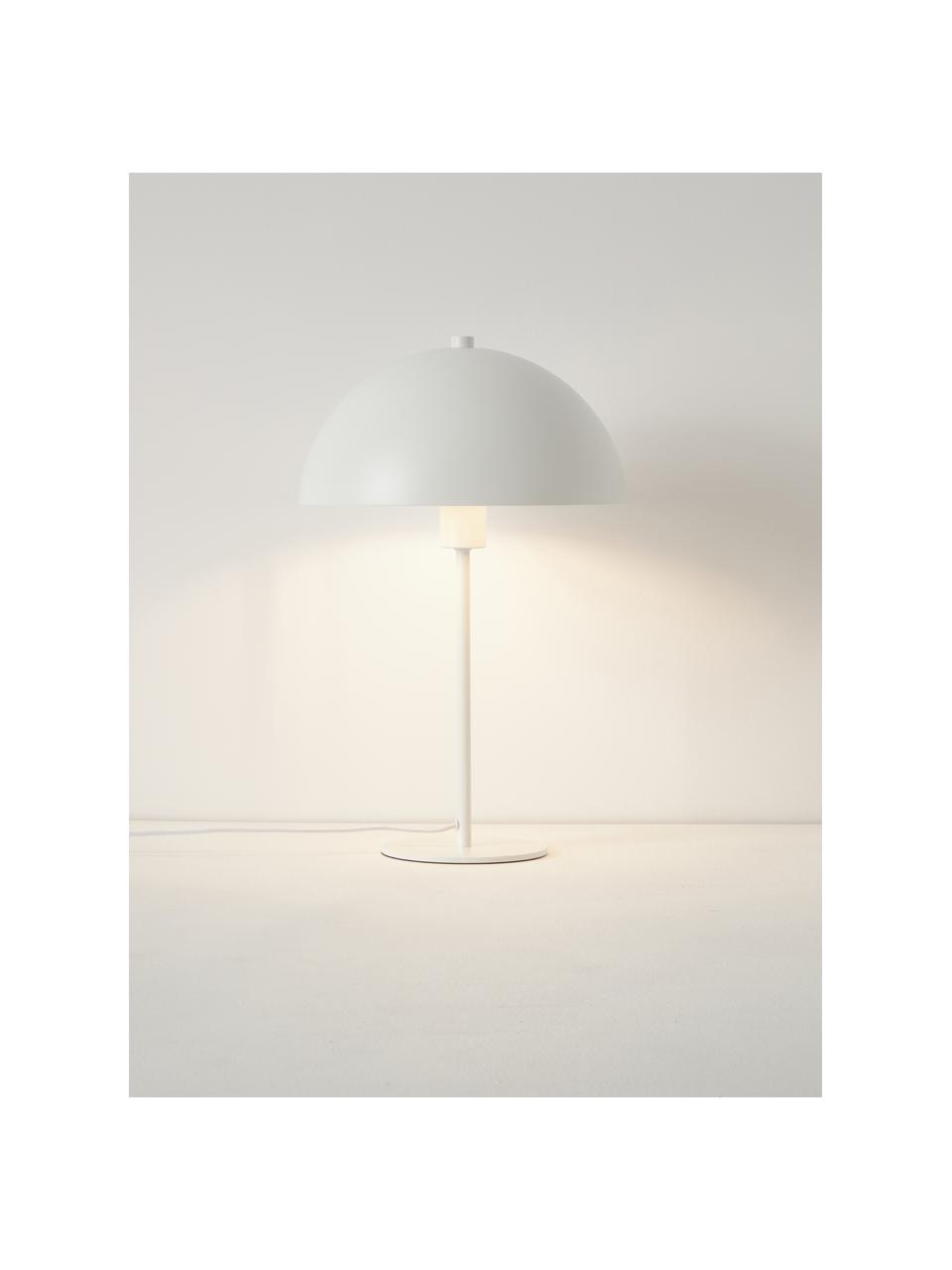Lámpara de mesa Matilda, Pantalla: metal con pintura en polv, Cable: cubierto en tela, Blanco, Ø 29 x Al 45 cm
