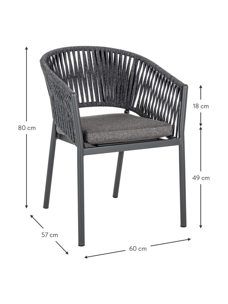 Krzesło ogrodowe Florencia, Stelaż: aluminium malowane proszk, Antracytowy, S 60 x W 80 cm
