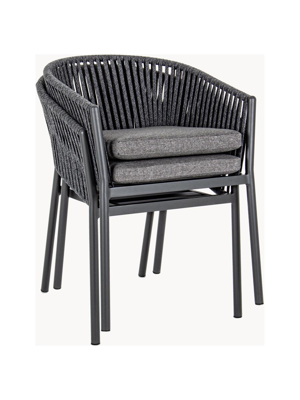 Krzesło ogrodowe Florencia, Stelaż: aluminium malowane proszk, Ciemnoszara tkanina, S 60 x W 80 cm