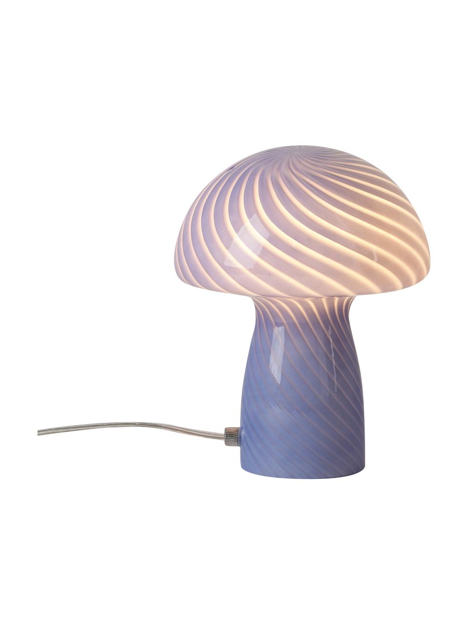Lámpara de mesa pequeña de vidrio Mushroom, Lámpara: vidrio, Cable: plástico, Azul, Ø 19 x Al 23 cm