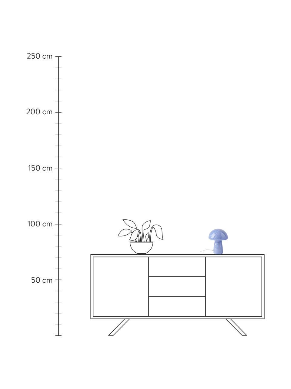 Lámpara de mesa pequeña de vidrio Mushroom, Lámpara: vidrio, Cable: plástico, Azul, Ø 19 x Al 23 cm