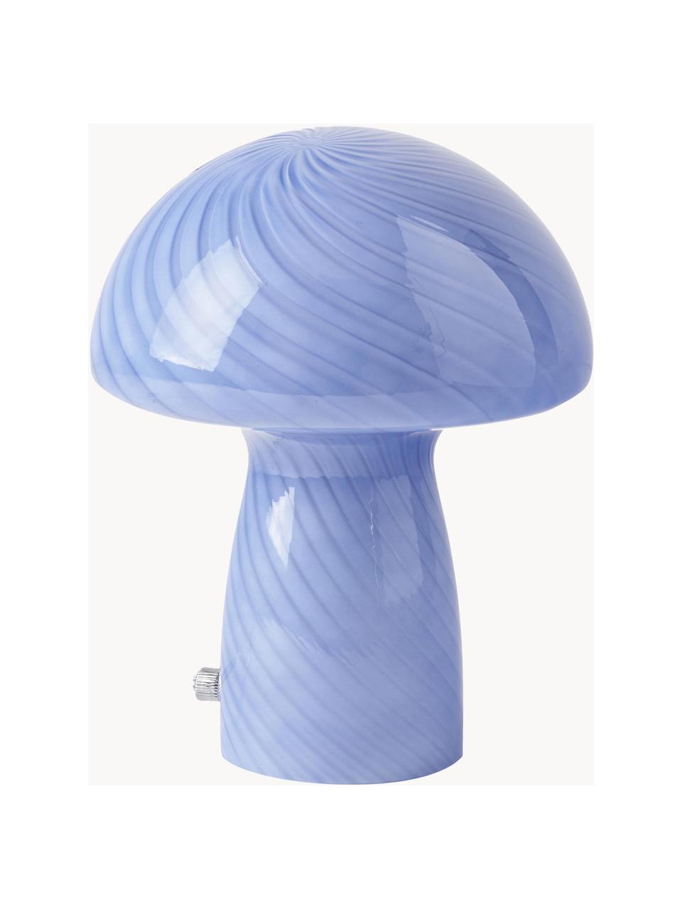 Lámpara de mesa pequeña de vidrio Mushroom, Lámpara: vidrio, Cable: plástico, Azul claro, Ø 19 x Al 23 cm