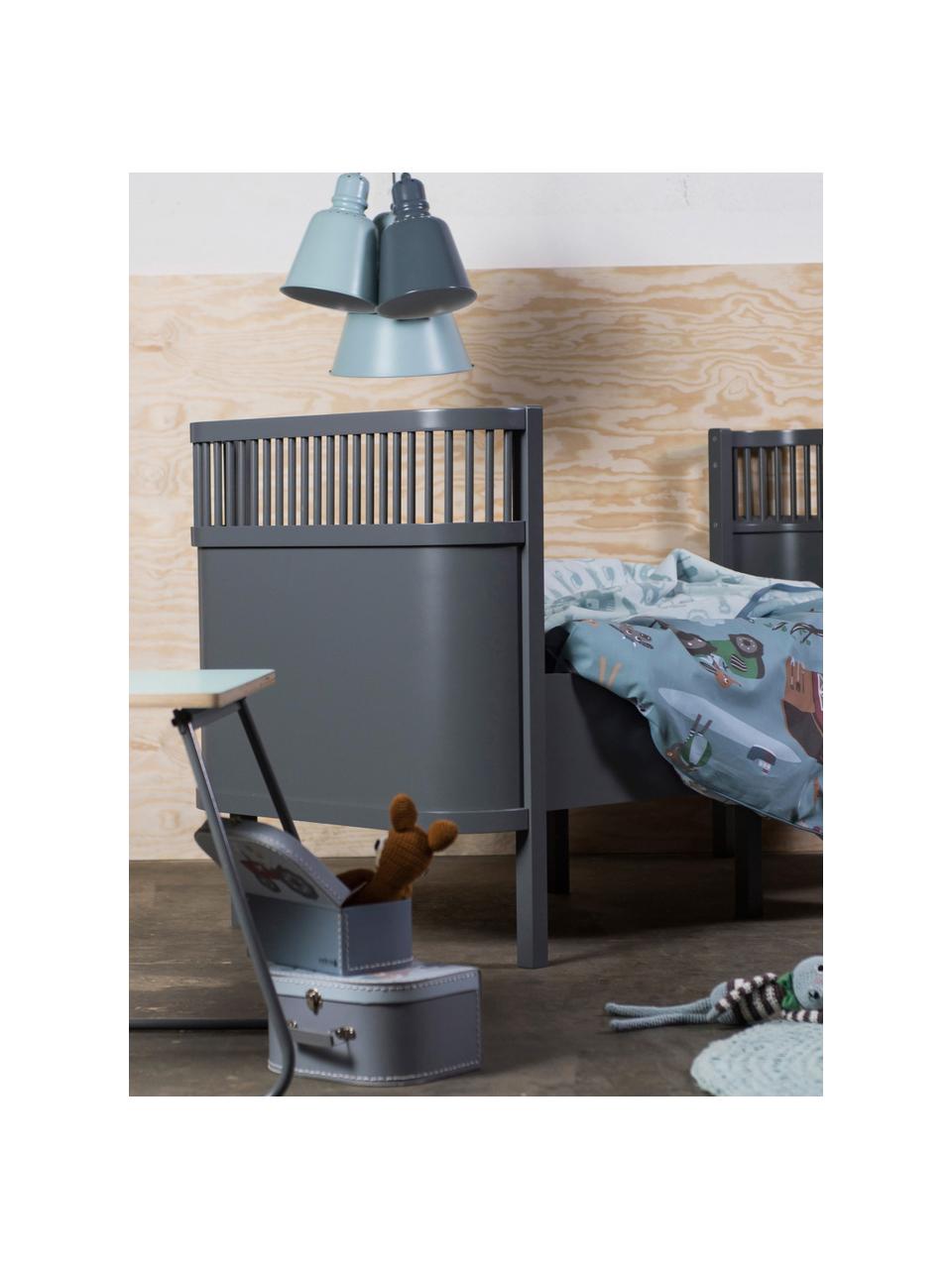 Rozkládací dětská postel z březového dřeva Baby & Junior, Lakované březové dřevo, Tmavě šedá, Š 70 x D 110/150 cm