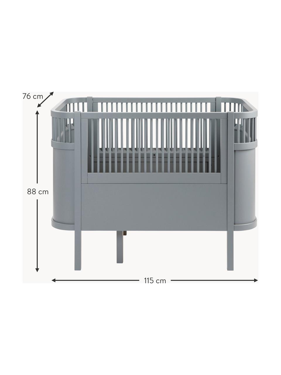 Cama infantil extensible de madera de abedul Baby & Jr., 70 x 110/150 cm, Madera de abedul, pintada, Gris oscuro, An 70 x L 110/150 cm