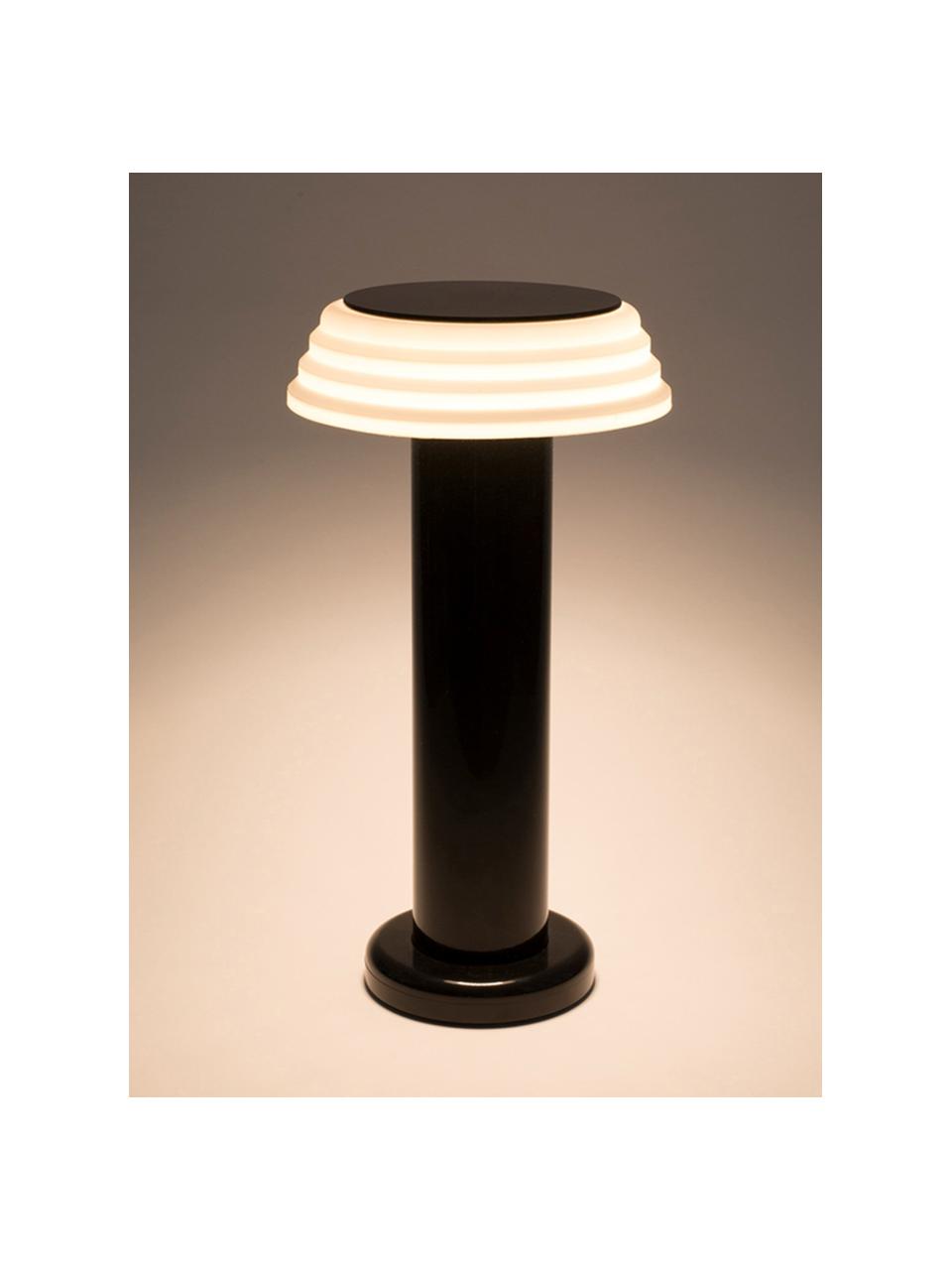 Kleine mobile LED-Tischlampe PL1, dimmbar, Lampenschirm: Silikon, Schwarz, Weiss, Ø 13 x H 24 cm