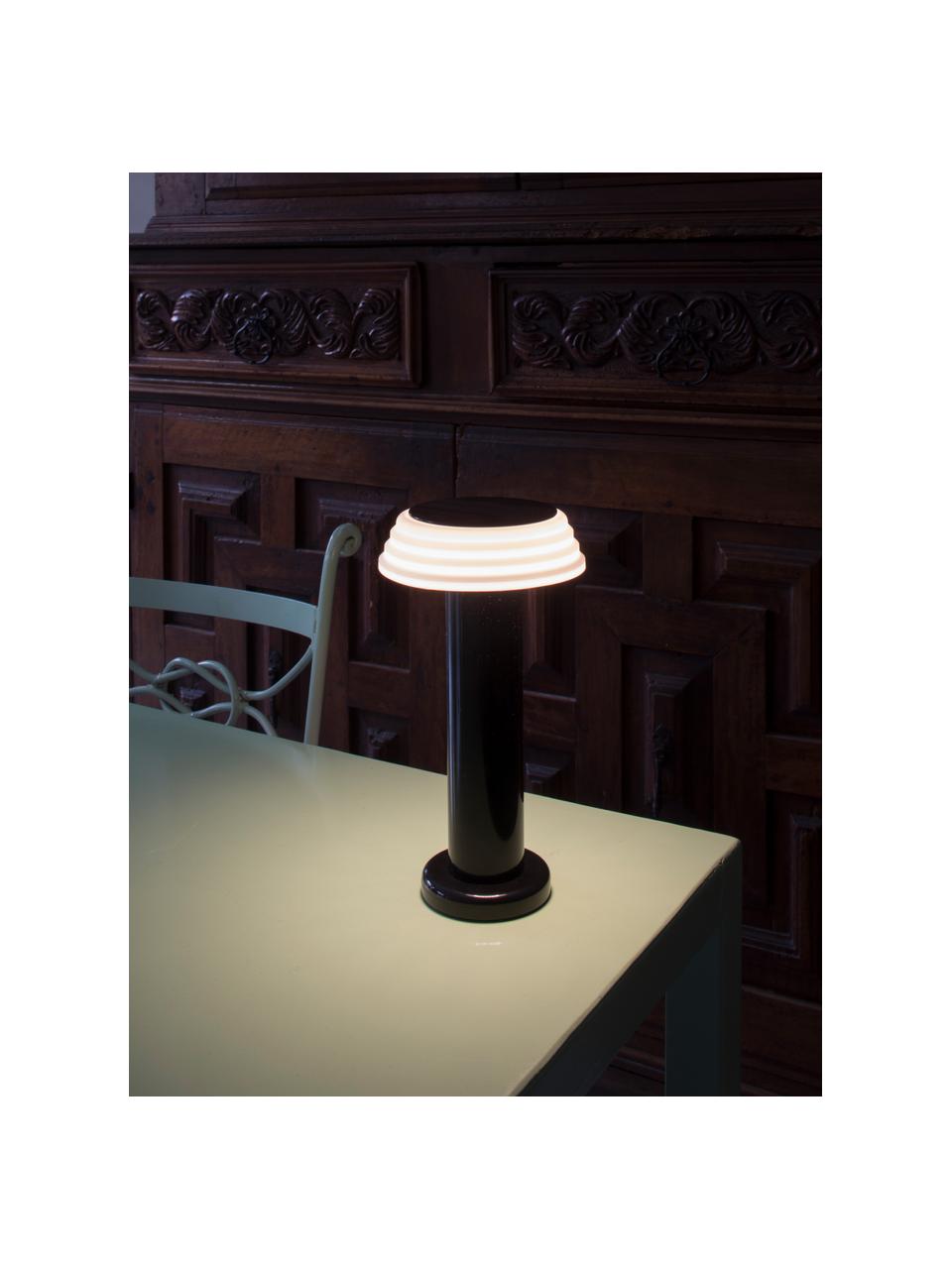 Lampada da tavolo piccola portatile a LED con luce regolabile PL1, Paralume: silicone, Struttura: metallo rivestito, Nero, bianco, Ø 13 x Alt. 24 cm