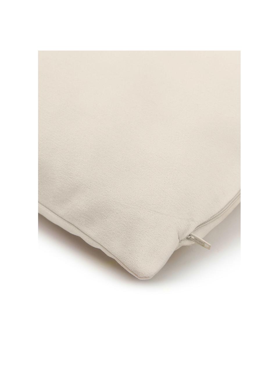 Housse de coussin en velours brodé Candy, Blanc crème