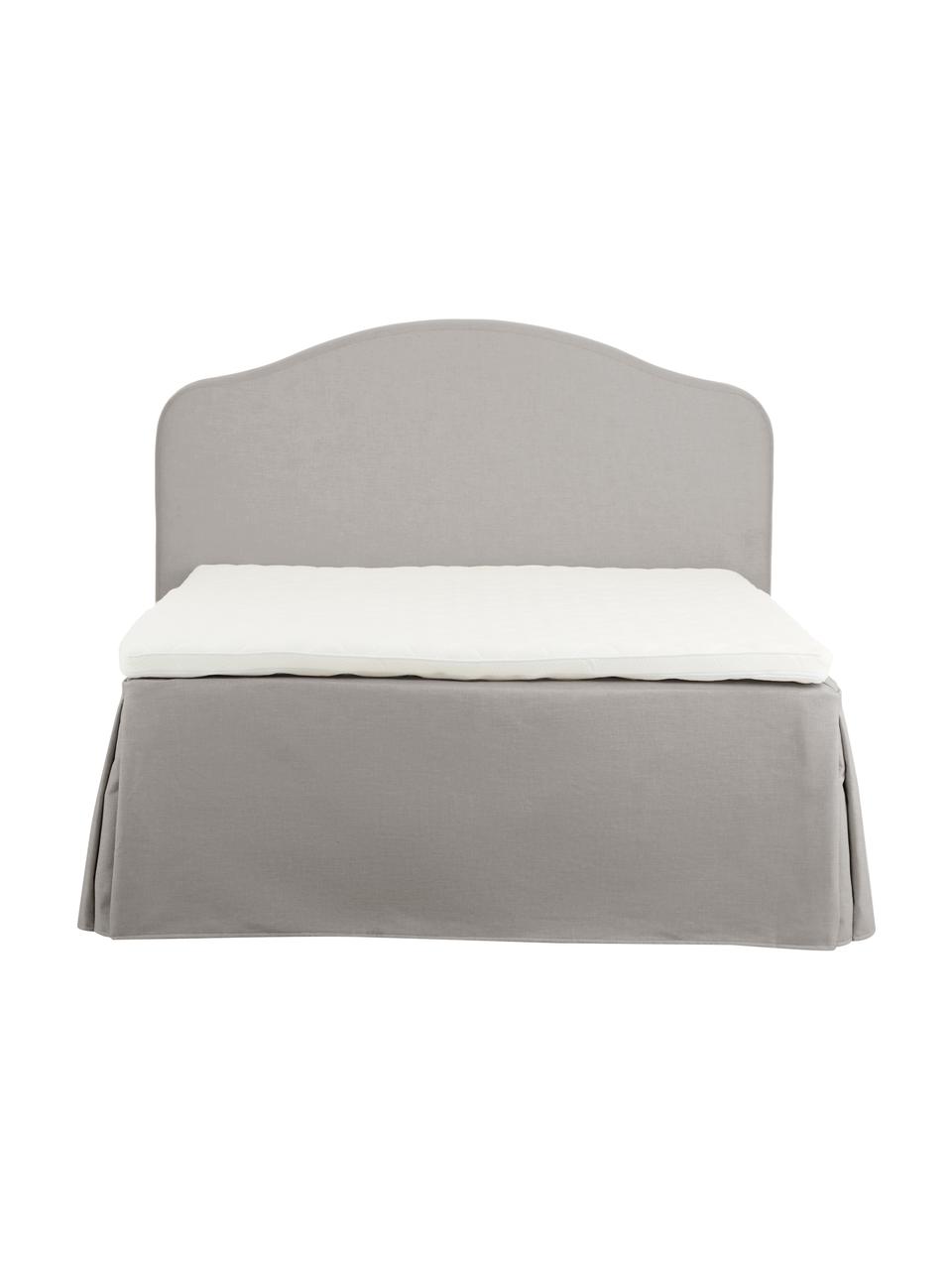 Letto boxspring premium Dahlia, Materasso: nucleo a 5 zone di molle , Piedini: legno massiccio di betull, Tessuto grigio chiaro, Larg. 140 x Lung. 200 cm, grado di durezza H2