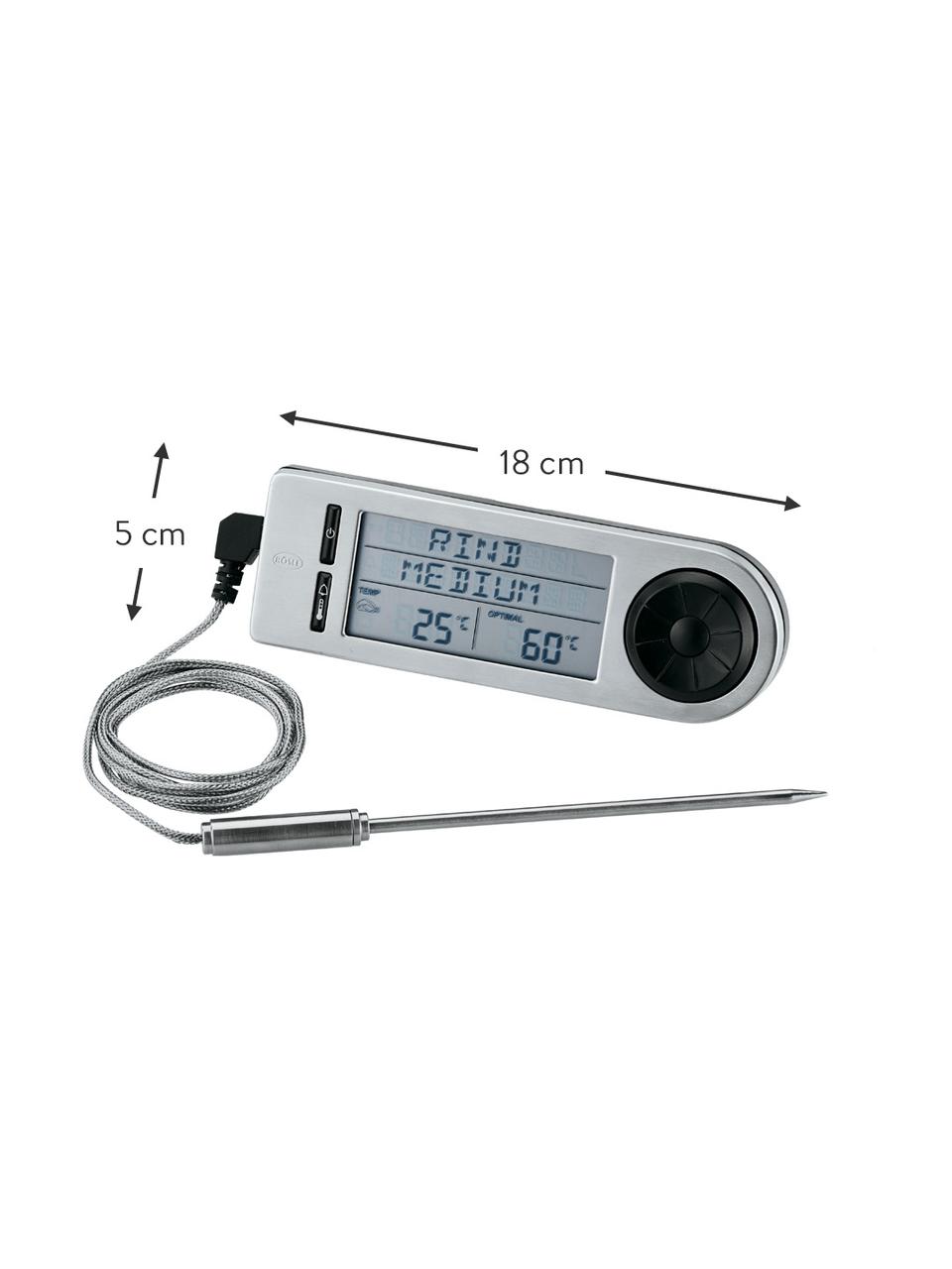 Termometro digitale per carne con due sensori Brad, Acciaio inossidabile 18/10, Argento, nero, Larg. 18 x Alt. 5 cm