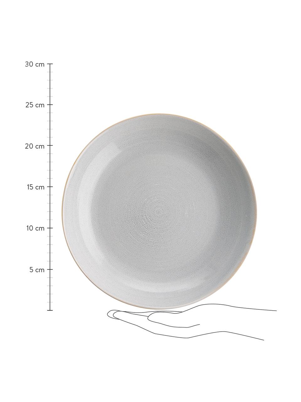 Ručně vyrobené hluboké talíře Manor, 6 ks, Kamenina, Světle šedá s béžovým okrajem, Ø 24 cm, V 4 cm