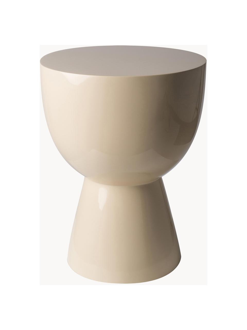 Tavolino rotondo Tam Tam, Plastica laccata, Beige chiaro, Ø 36 x Alt. 46 cm