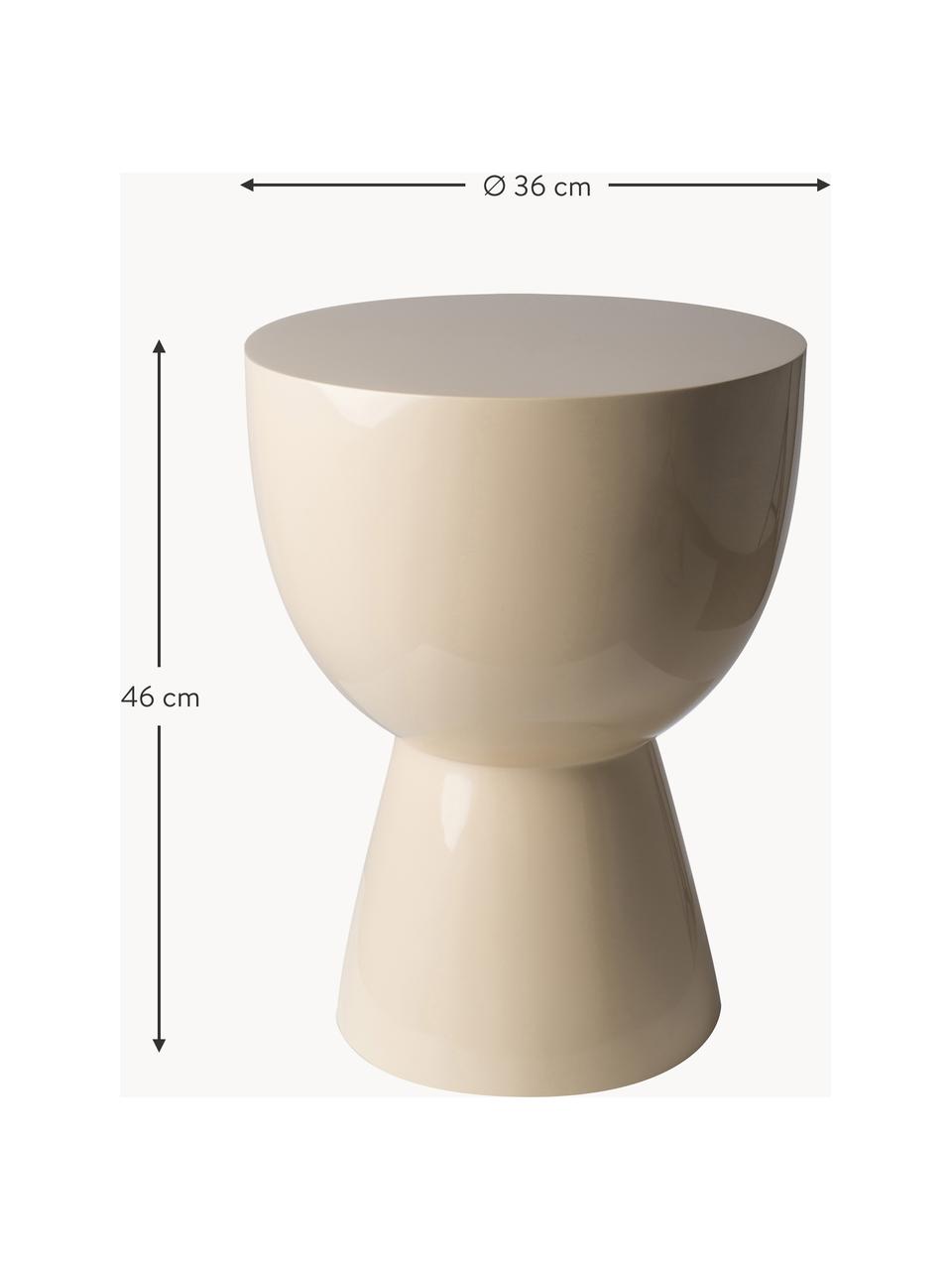 Tavolino rotondo Tam Tam, Plastica laccata, Beige chiaro, Ø 36 x Alt. 46 cm