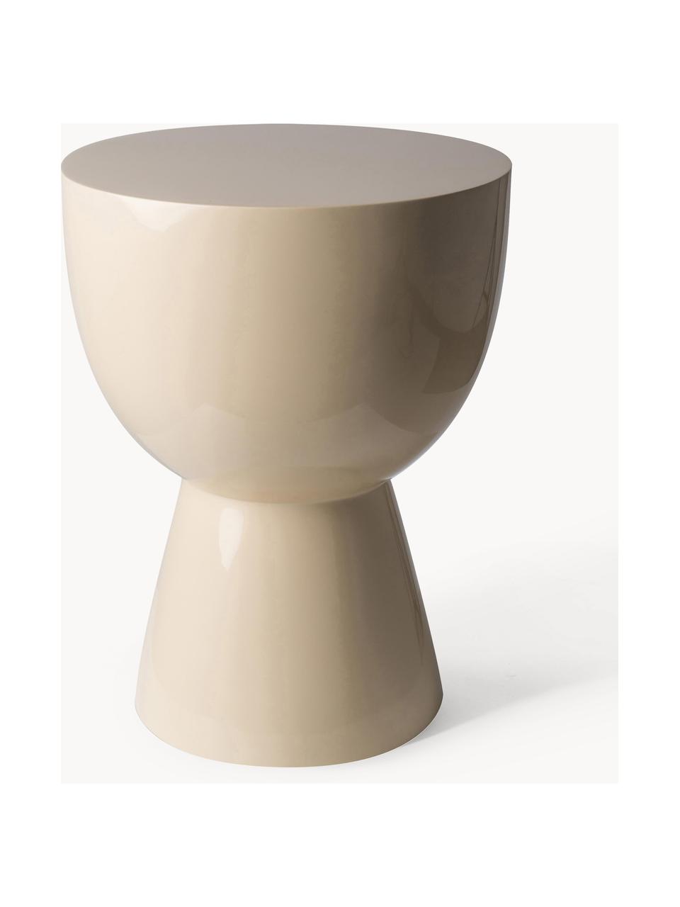 Tavolino rotondo Tam Tam, Plastica laccata, Beige chiaro, Ø 36 x Alt. 46 cm