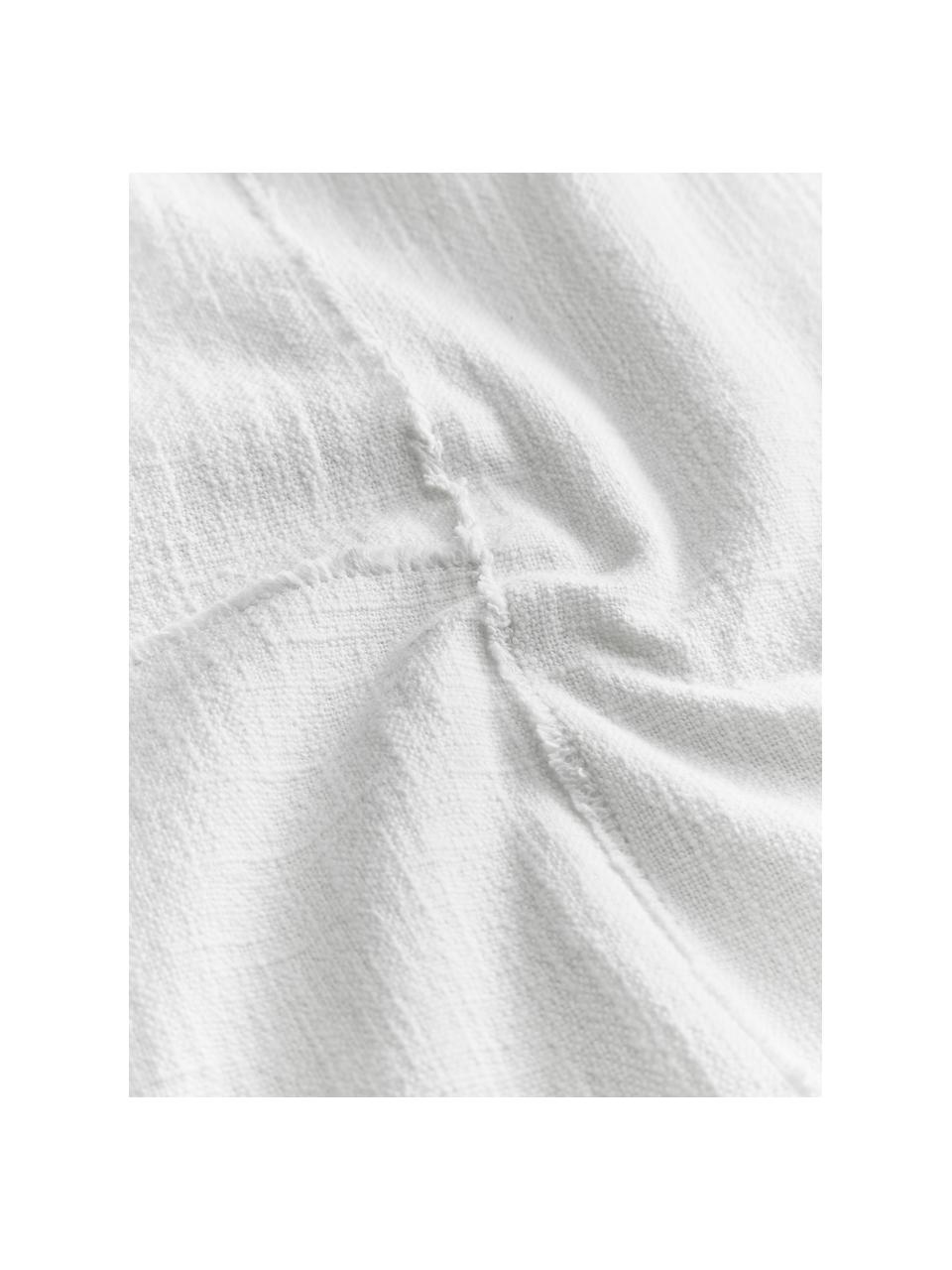 Bavlněný povlak na polštář s ozdobným prošíváním Terre, 80 % bavlna, 20 % len, Bílá, Š 45 cm, D 45 cm