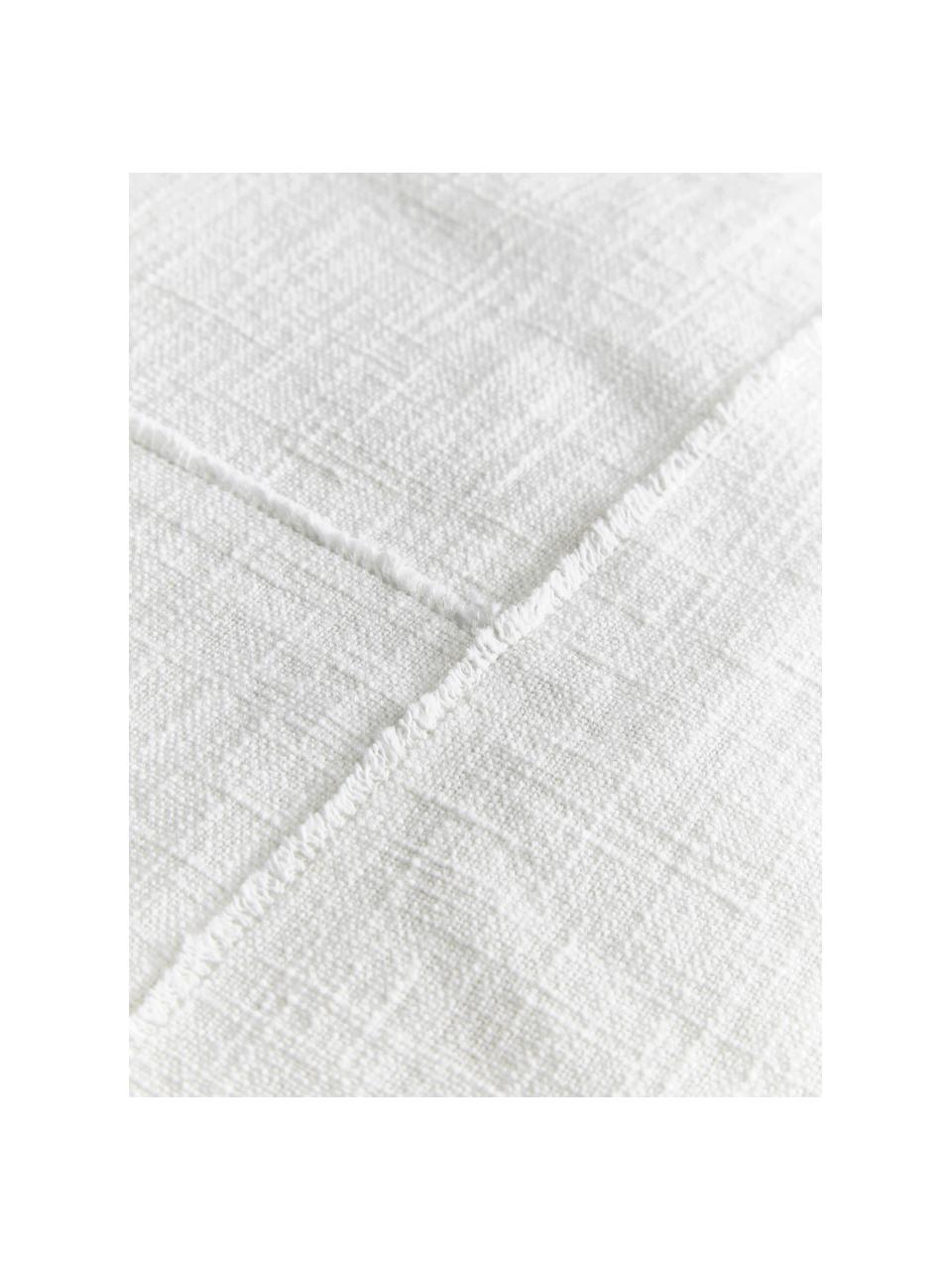 Bavlněný povlak na polštář s ozdobným prošíváním Terre, 80 % bavlna, 20 % len, Bílá, Š 45 cm, D 45 cm
