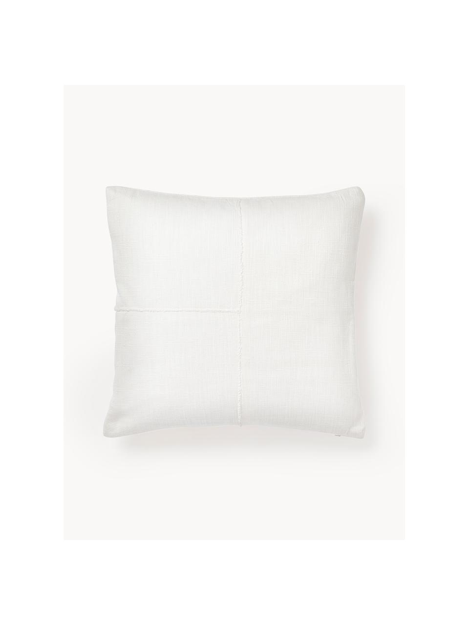 Housse de coussin 30x50 avec broderie décorative Terre, 70 % coton, 30 % lin, Blanc, larg. 45 x long. 45 cm