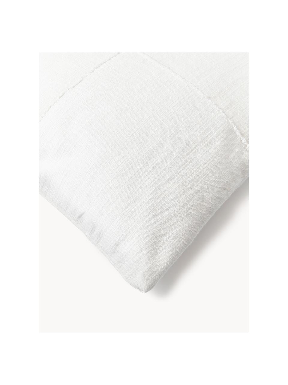 Bavlněný povlak na polštář s dekorativním prošíváním Terre, 70 % bavlna, 30 % len, Bílá, Š 45 cm, D 45 cm