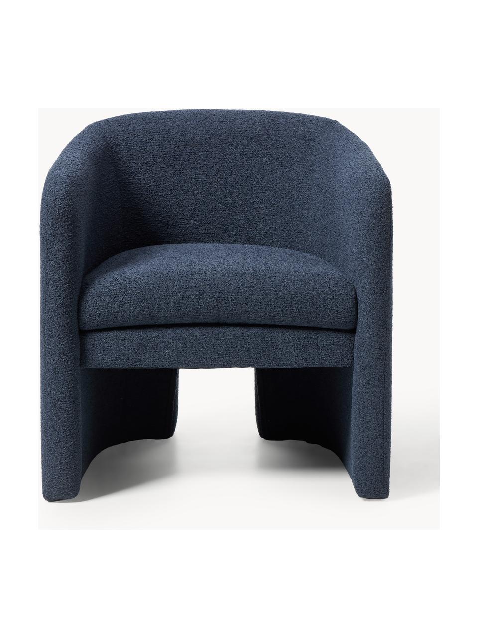 Fauteuil lounge en bouclette Mairo, Bouclette bleu foncé, larg. 68 x prof. 62 cm