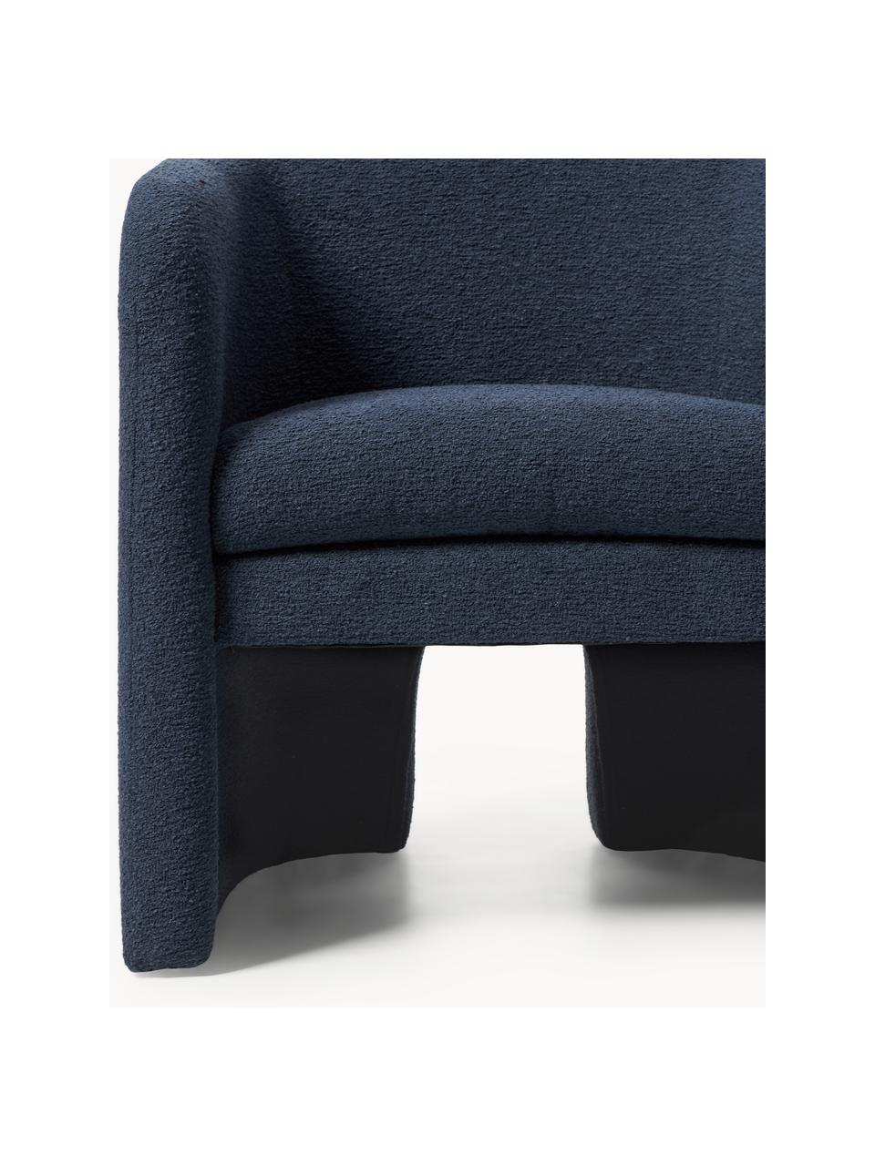 Fauteuil lounge en bouclette Mairo, Bouclette bleu foncé, larg. 68 x prof. 62 cm