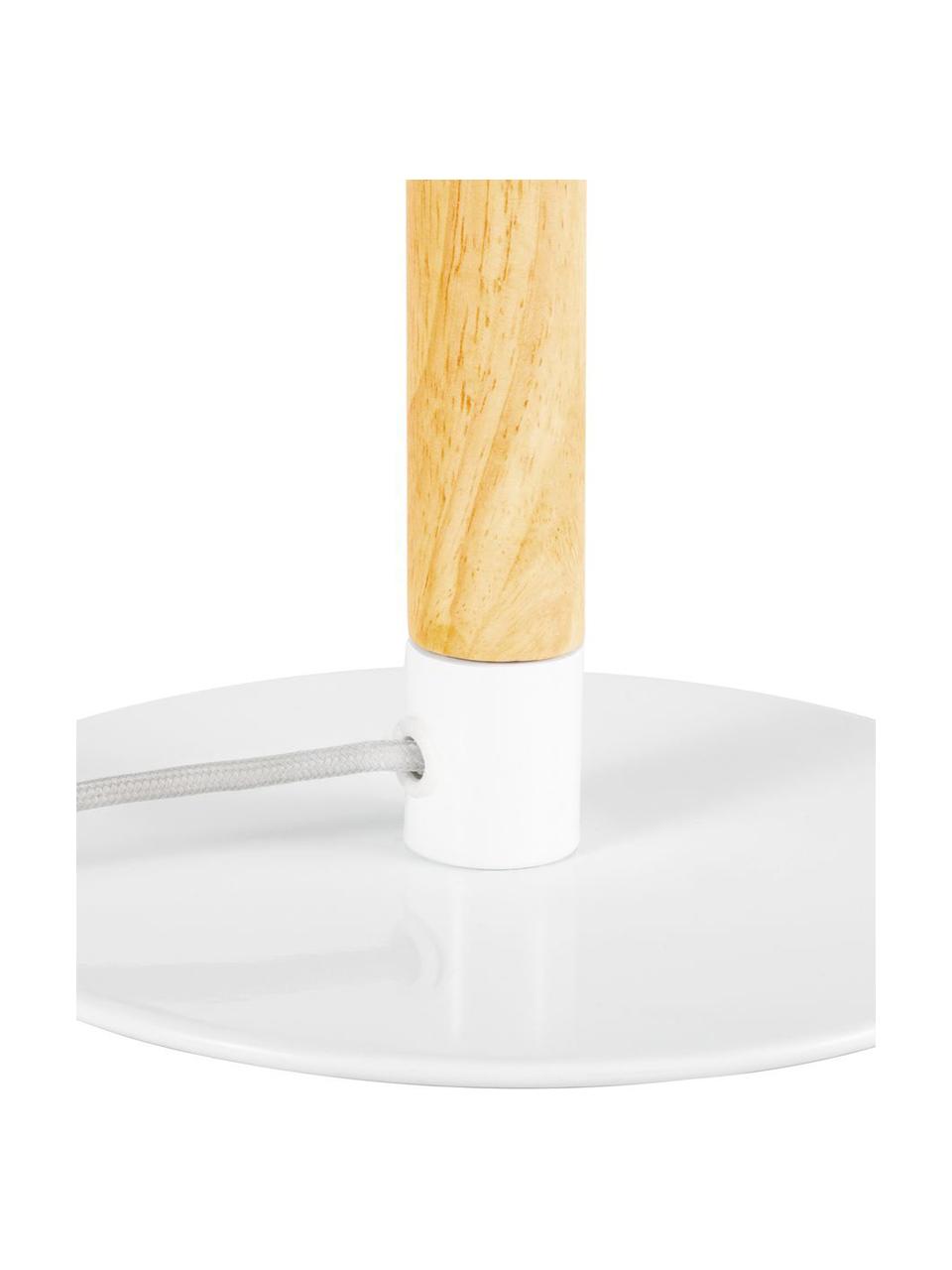 Lámpara de noche de madera Woody Cuddles, Pantalla: tela, Cable: cubierto en tela, Blanco, madera clara, Ø 22 x Al 44 cm