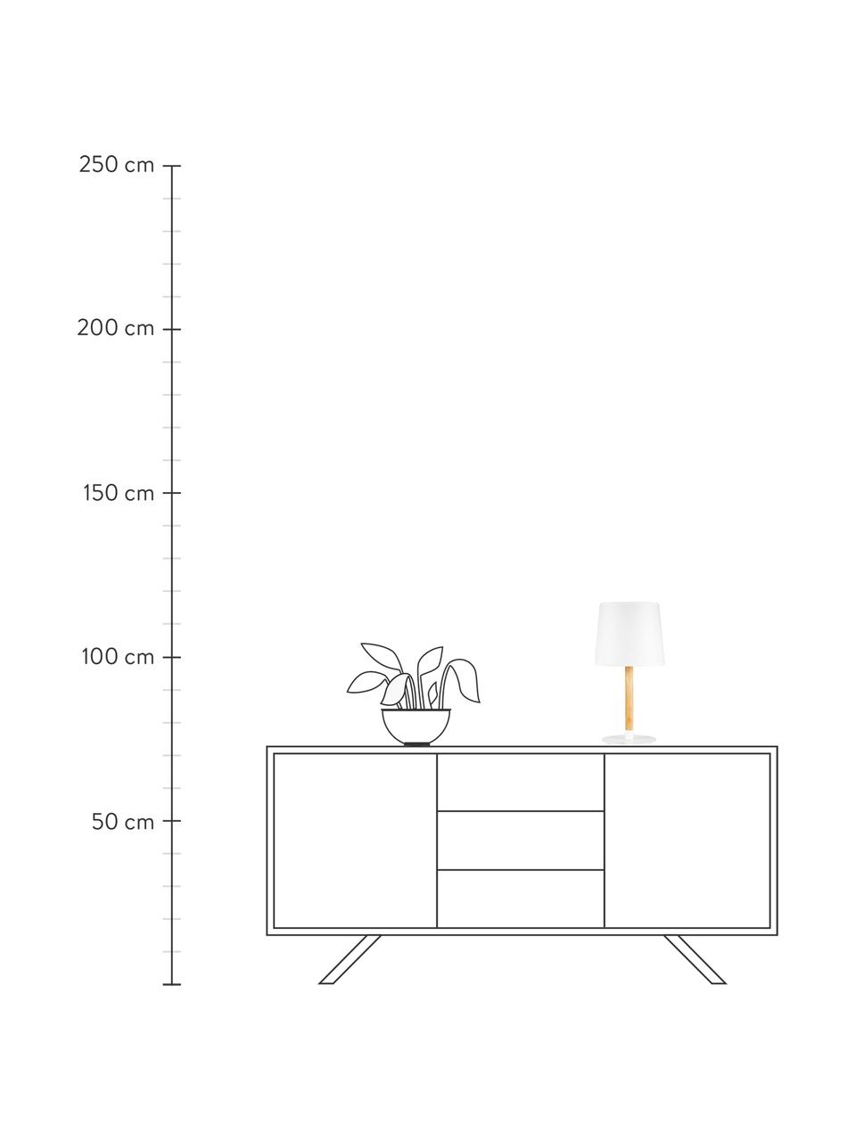 Lampada da tavolo con base in legno Woody Cuddles, Paralume: tessuto, Base della lampada: metallo rivestito, Asta: legno, Bianco, legno chiaro, Ø 22 x Alt. 44 cm