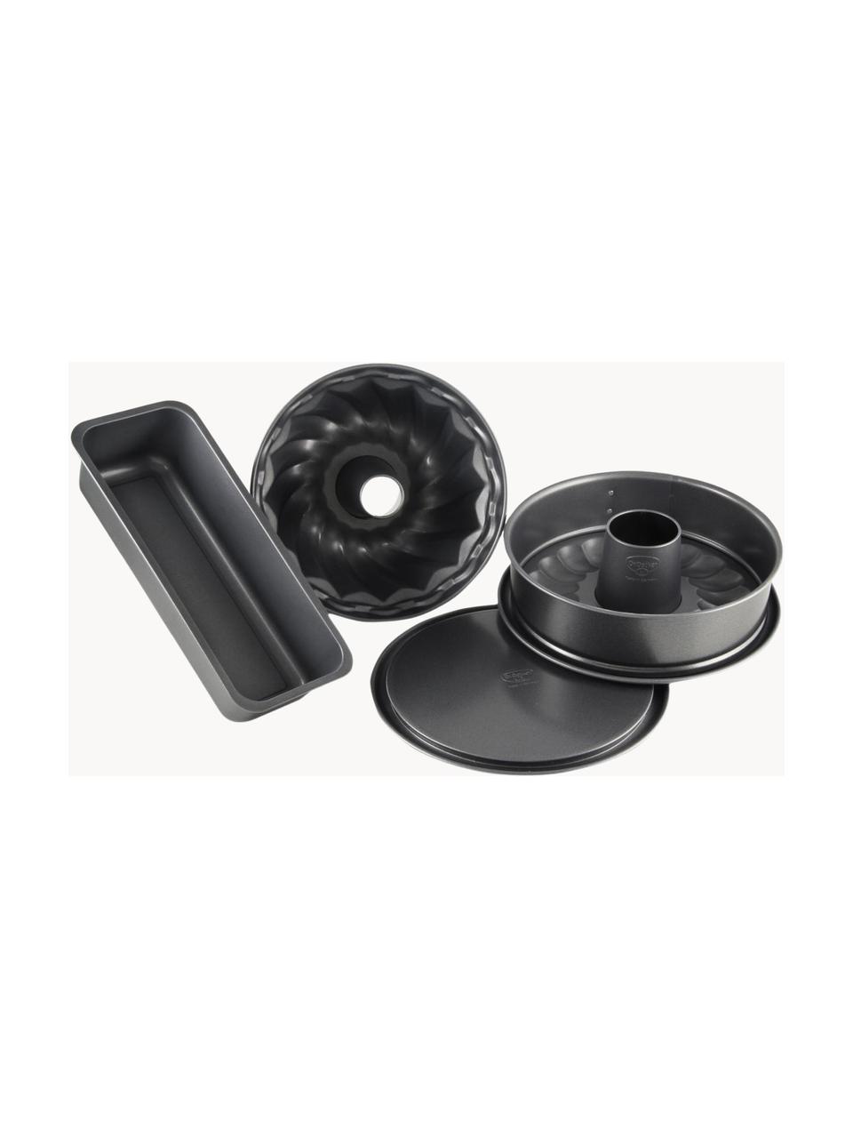 Set de moldes para horno antiadherente Night, 4 pzas., Acero con revestimiento antiadherente reforzado con cerámica, Negro, Set de diferentes tamaños