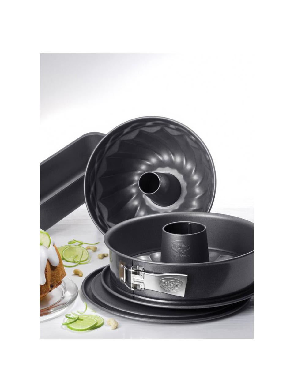 Set de moldes para horno antiadherente Night, 4 pzas., Acero con revestimiento antiadherente reforzado con cerámica, Negro, Set de diferentes tamaños