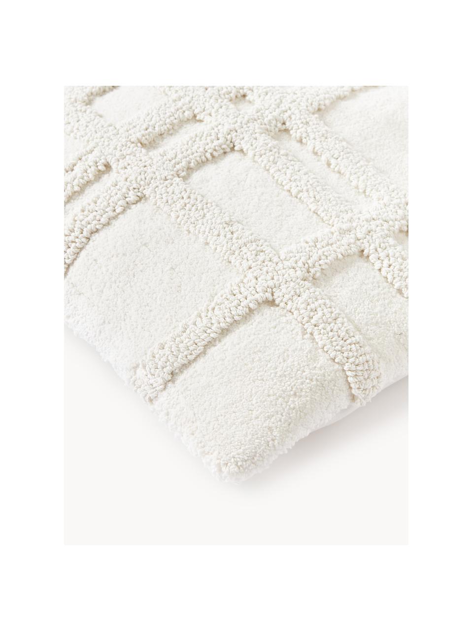 Baumwoll-Kissenhülle Sloane mit getuftetem Karo-Muster, 93 % Baumwolle, 6 % Polyester, 1 % Viscose, Off White, B 50 x L 50