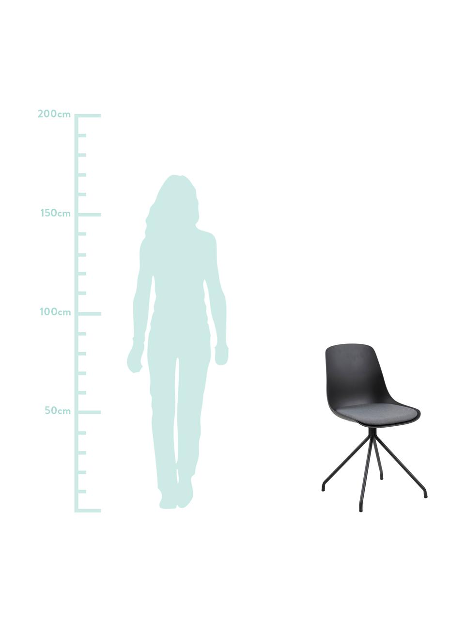 Sedia nera con gambe in metallo Eva, Gambe: metallo rivestito, Seduta: materiale sintetico, Nero, Larg. 51 x Prof. 85 cm