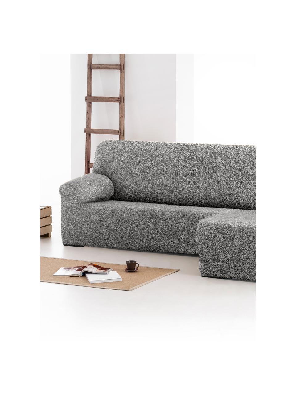 Funda de sofá rinconero Roc, 55% poliéster, 35% algodón, 10% elastómero, Gris, An 360 x F 180 cm, chaise longue derecha