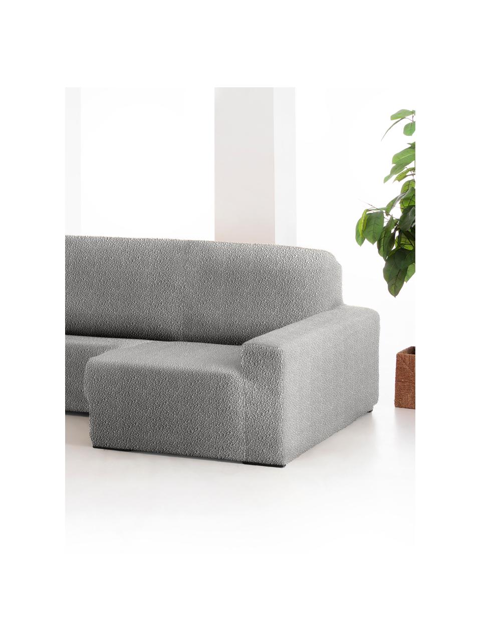 Funda de sofá rinconero Roc, 55% poliéster, 35% algodón, 10% elastómero, Gris, An 360 x F 180 cm, chaise longue derecha