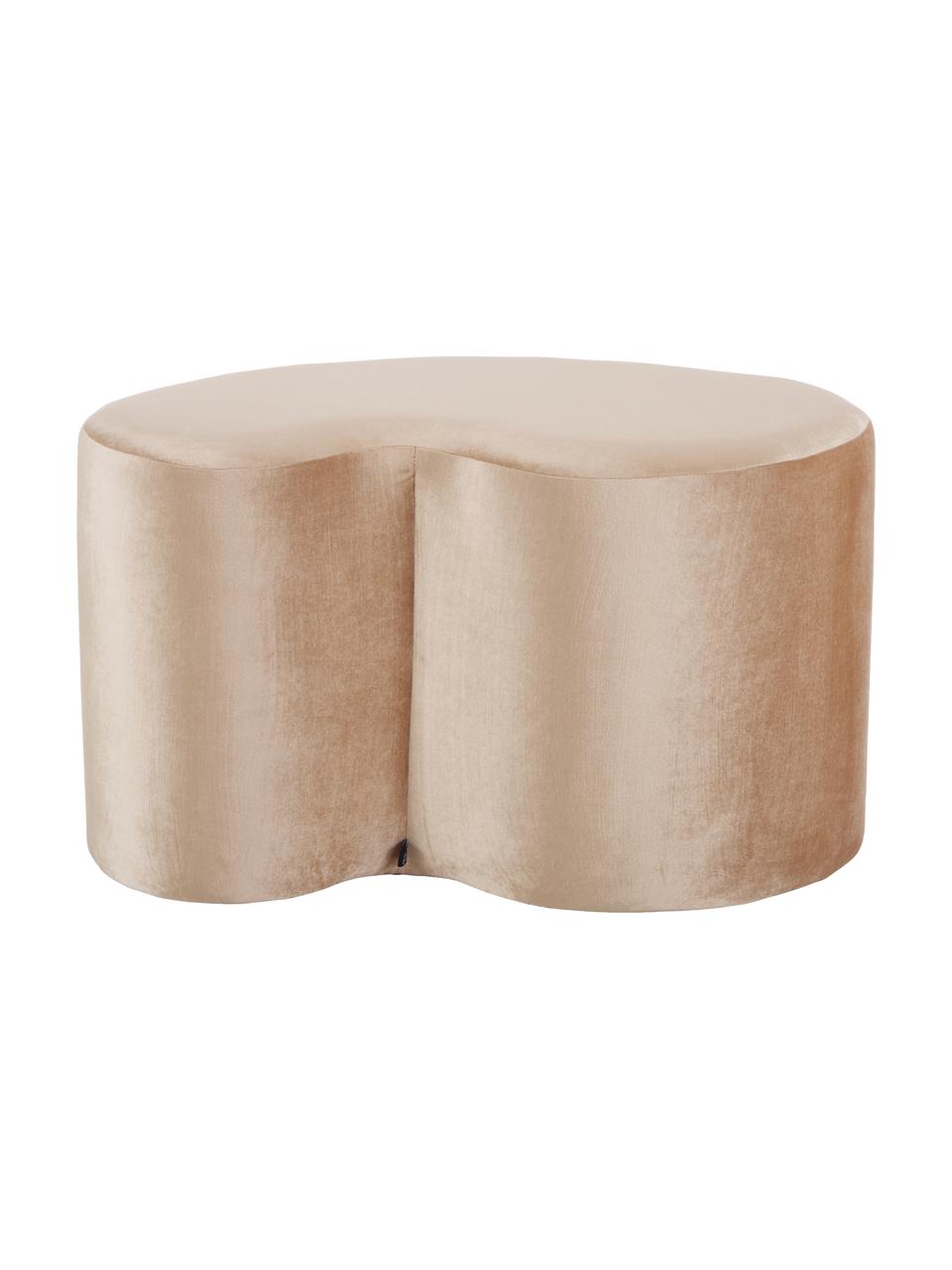 Pouf in velluto beige Cloe, Rivestimento: velluto di poliestere luc, Struttura: pannelli di fibra a media, Beige, Larg. 80 x Prof. 50 cm