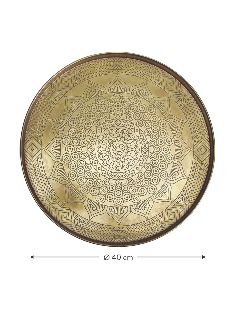 Großes Deko-Tablett Conan aus Metall, Metall, beschichtet, Messingfarben, Ø 40 cm