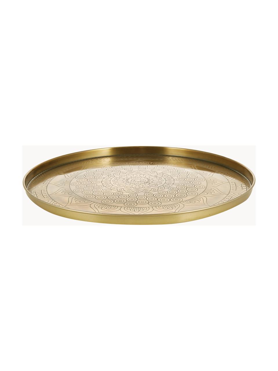 Bandeja decorativa grande de metal Conan, Metal recubierto, Dorado, Ø 40 cm