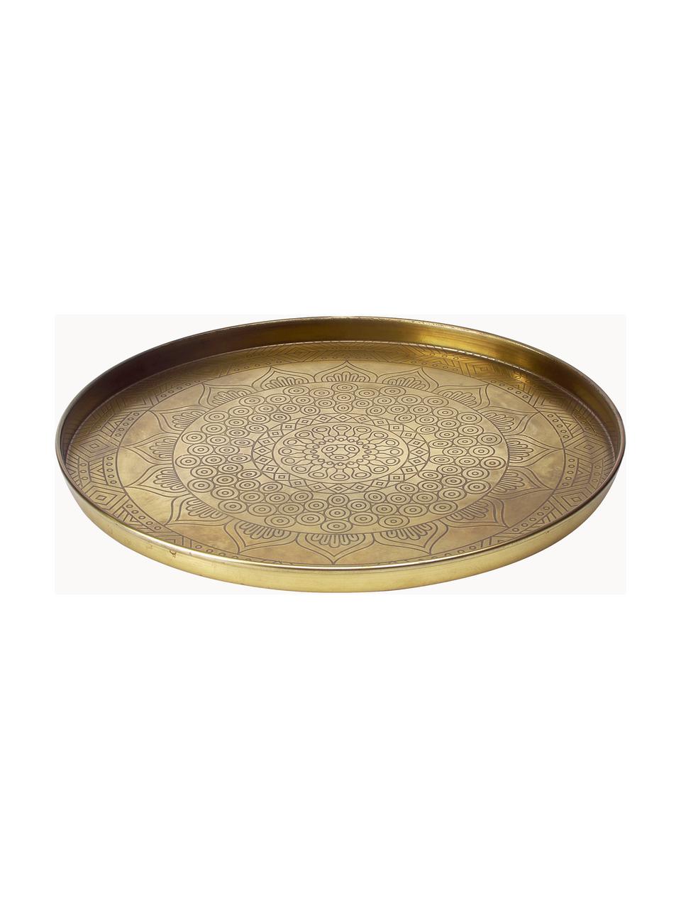 Veľký dekoračný podnos z kovu Conan, Potiahnutý kov, Odtiene zlatej, Ø 40 cm
