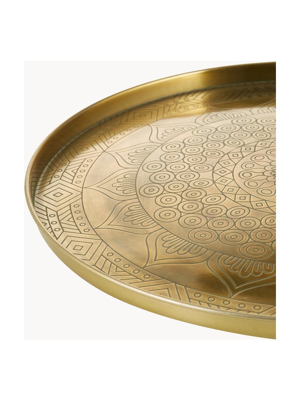 Großes Deko-Tablett Conan aus Metall, Metall, beschichtet, Goldfarben, Ø 40 cm