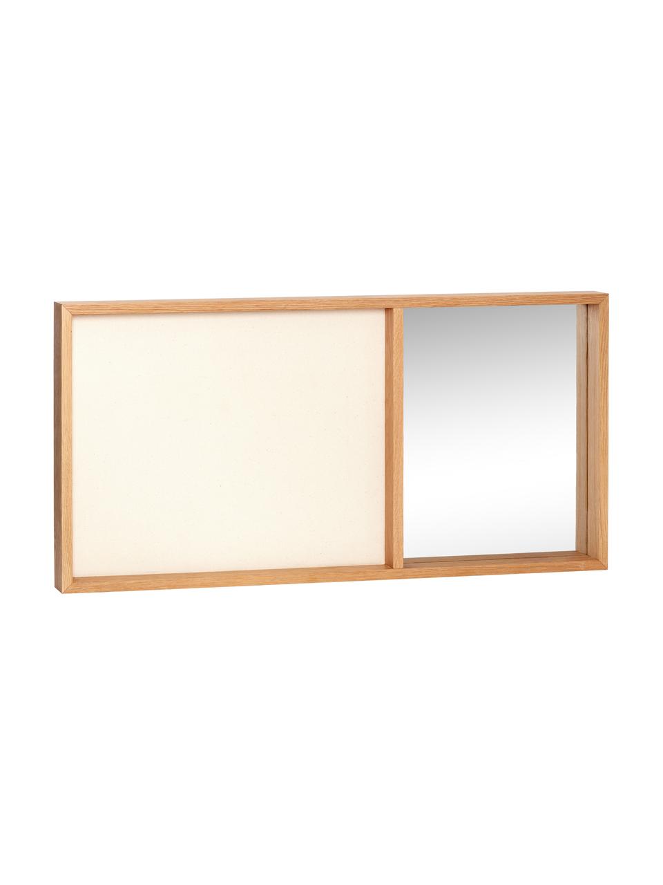 Pinnwand Combine mit Spiegel, Rahmen: Eichenholzfurnier, FSC-ze, Spiegelfläche: Spiegelglas, Hellbraun, Weiss, B 80 x H 40 cm