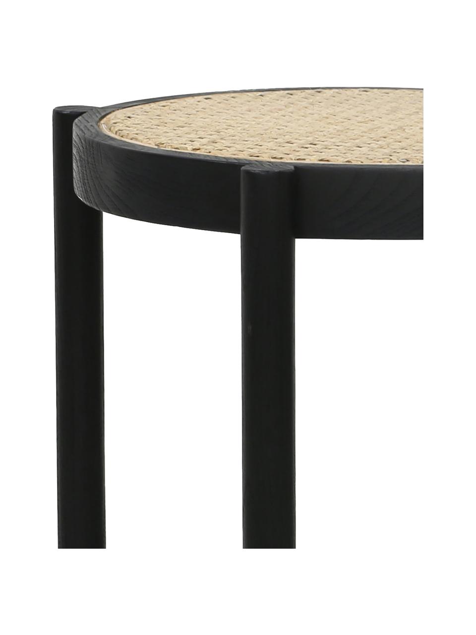 Hocker Retro mit Wiener Geflecht, Wiener Geflecht: Zuckerrohr, Schwarz, Ø 35 x H 50 cm