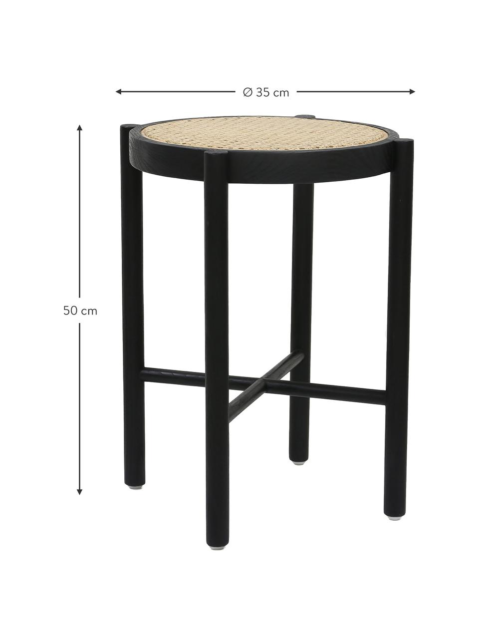 Hocker Retro mit Wiener Geflecht, Wiener Geflecht: Zuckerrohr, Schwarz, Ø 35 x H 50 cm