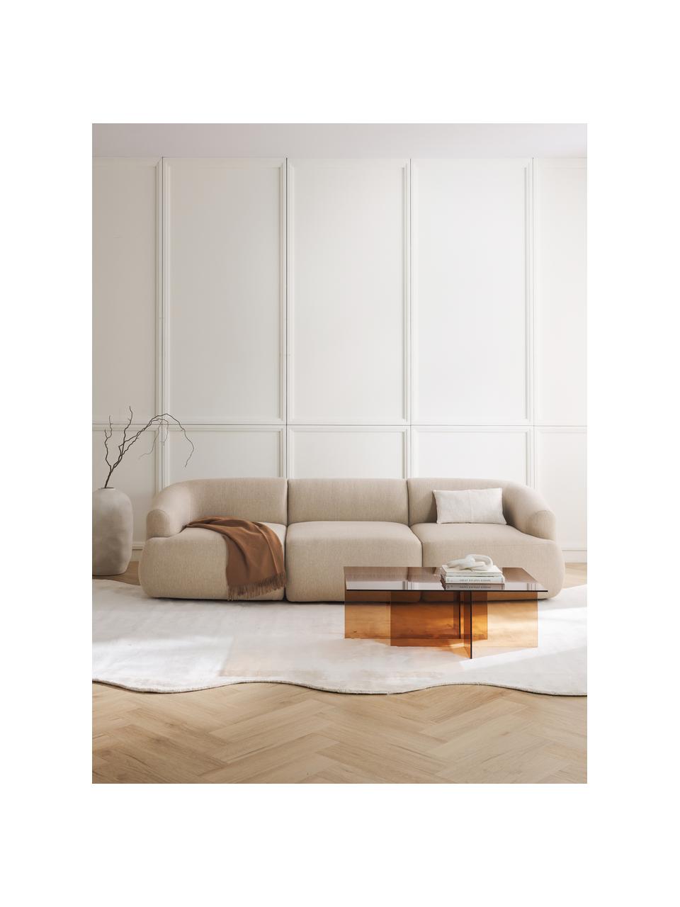 Sofá modular Sofia (3 plazas), Tapizado: 100% polipropileno Alta r, Estructura: madera de pino macizo, ag, Patas: plástico, Tejido beige claro, An 273 x F 103 cm