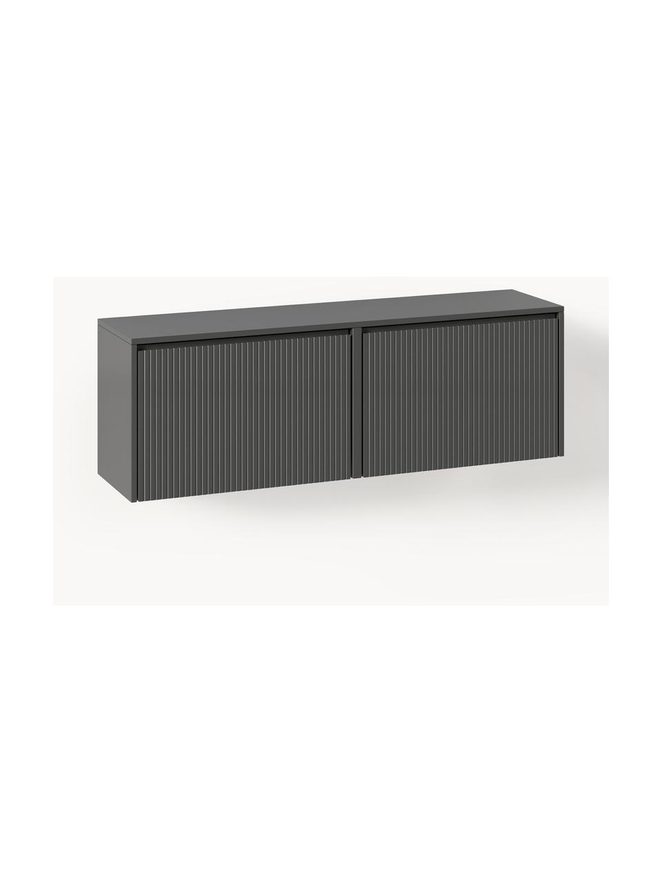 Zapatero de pared con puertas abatibles y frente acanalado Shea, Tablero de fibras de densidad media (MDF) pintado

Este producto está hecho de madera de origen sostenible y con certificación FSC®., Gris oscuro, An 120 x Al 40 cm