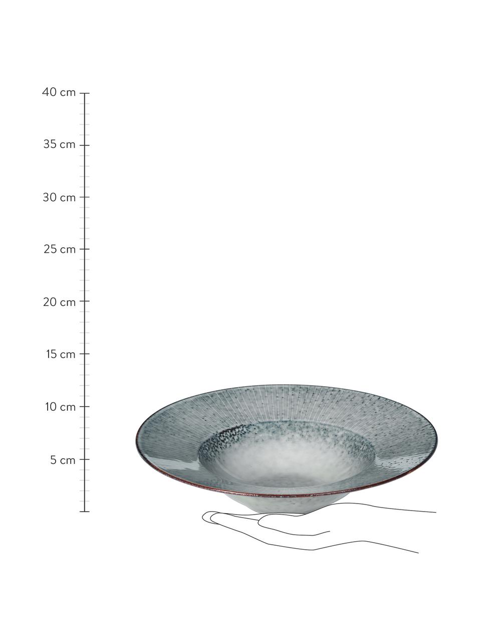 Ručně vyrobené hluboké talíře Nordic Sea, 4 ks, Kamenina, Odstíny šedé a modré, Ø 29 cm, V 7 cm