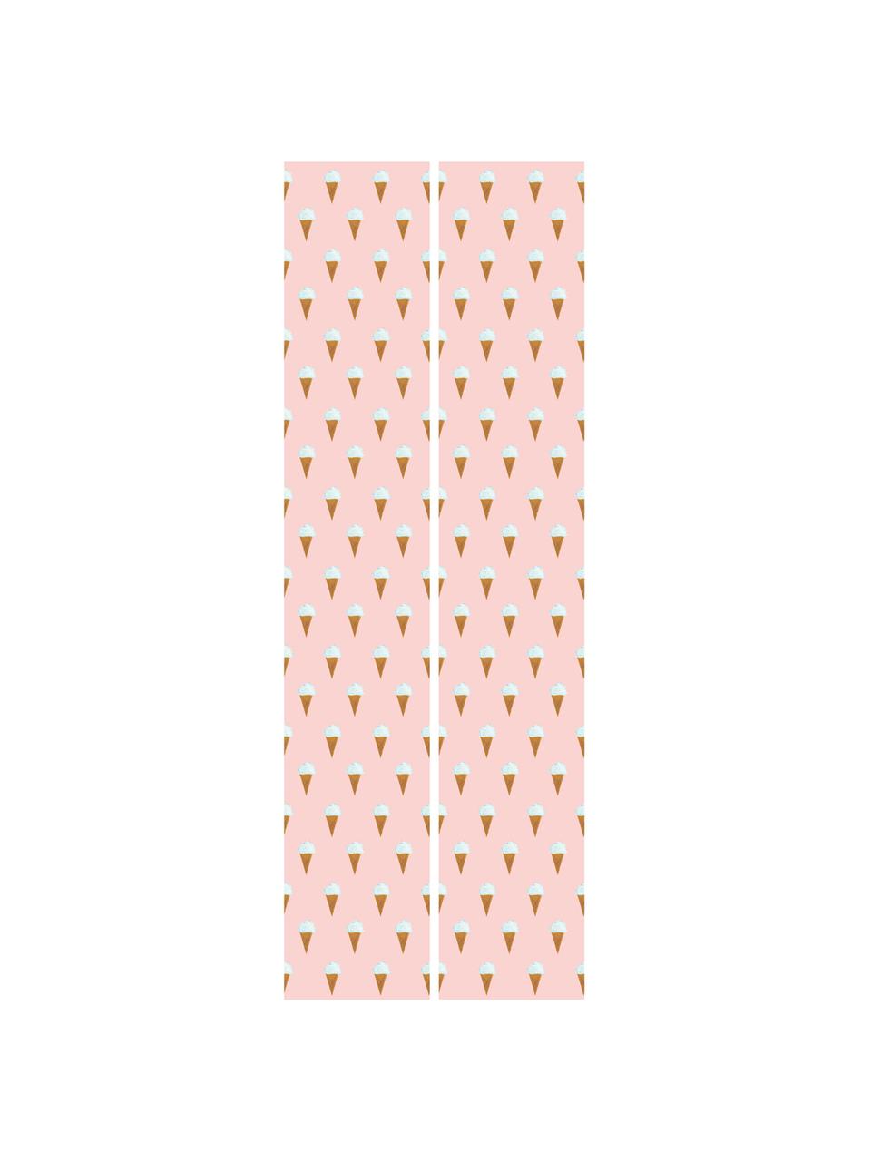Behang Ice Cream, Papier, mat, 165 g/m², Roze, wit, bruin, Ø 97 x H 280 cm