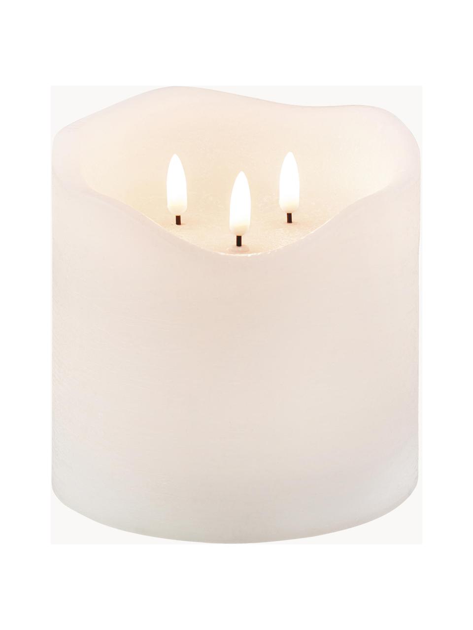 Vela de tres mechas LED de cera Bona, Cera, Blanco, Ø 15 x Al 15 cm