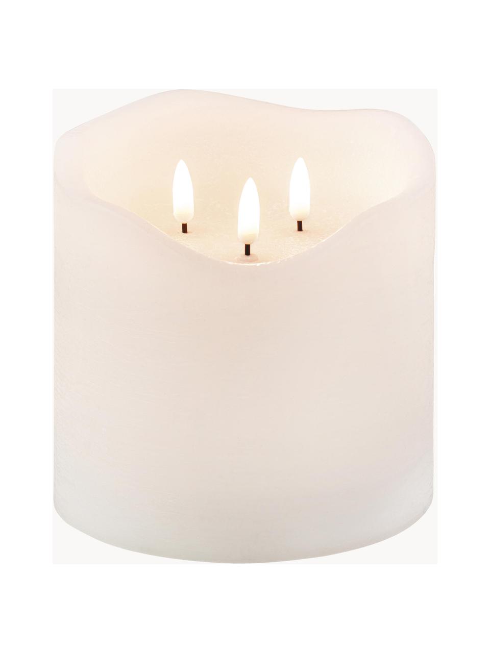 Svíčka se třemi knoty z vosku s LED Bona, Bílá, Ø 15 cm, V 15 cm