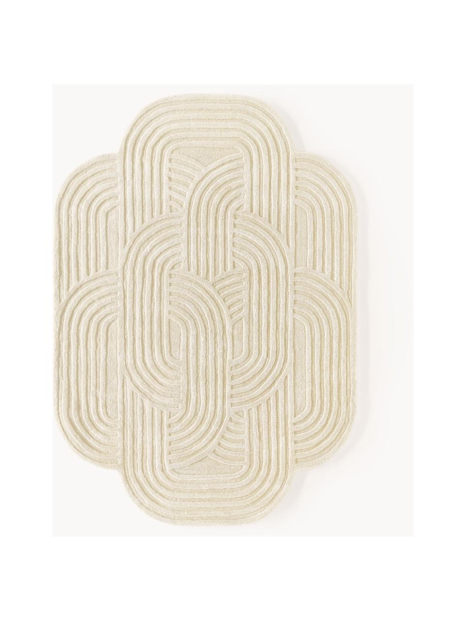 Tappeto in lana con motivo in rilievo Koli, Retro: 100% cotone Nel caso dei , Bianco latte, Larg. 160 x Lung. 230 cm  (taglia M)