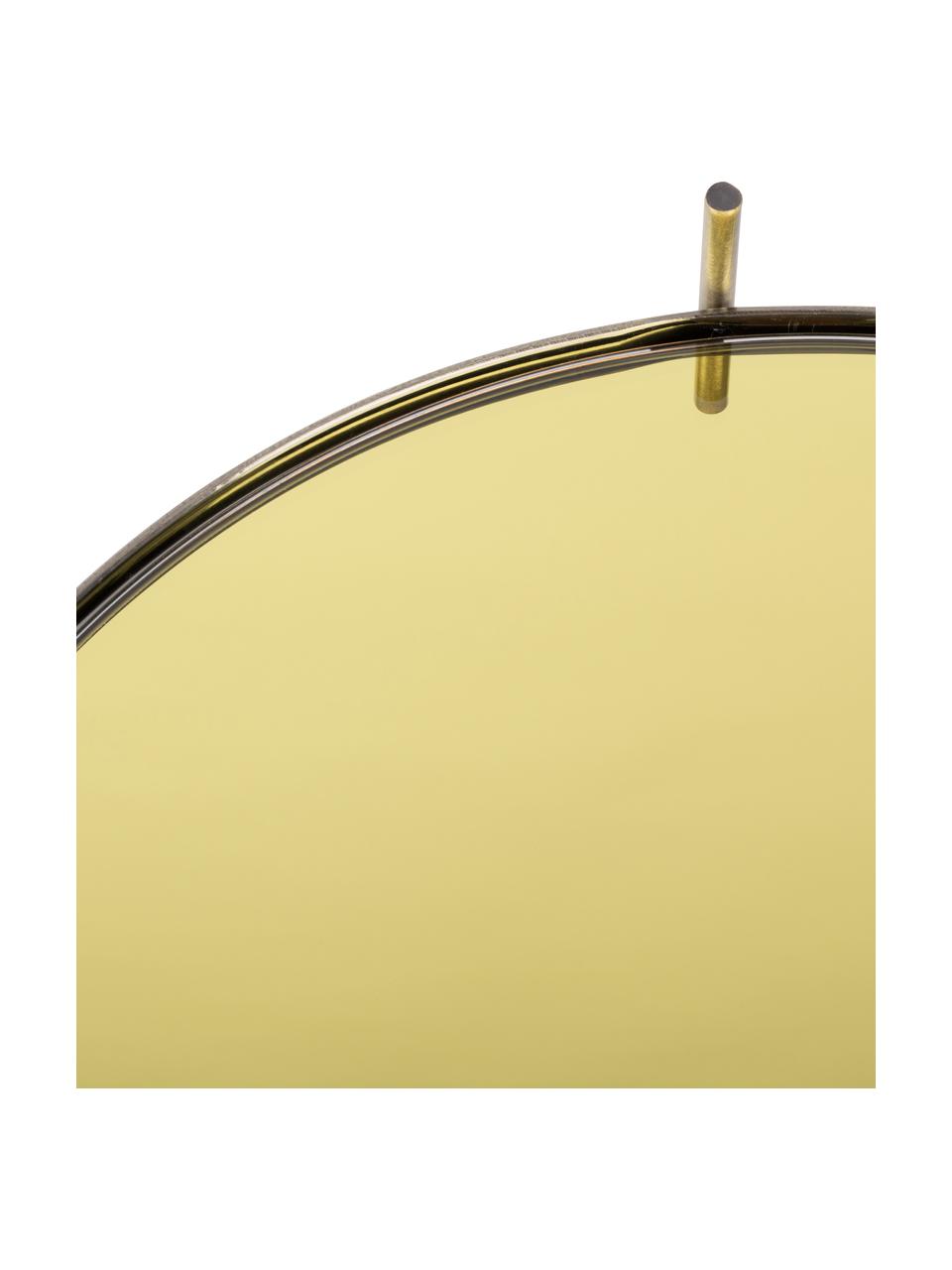 Bijzettafel Cupid met glazen tafelblad, Frame: gepoedercoat metaal, Tafelblad: gelakt spiegelglas, Goudkleurig, Ø 43 x H 45 cm