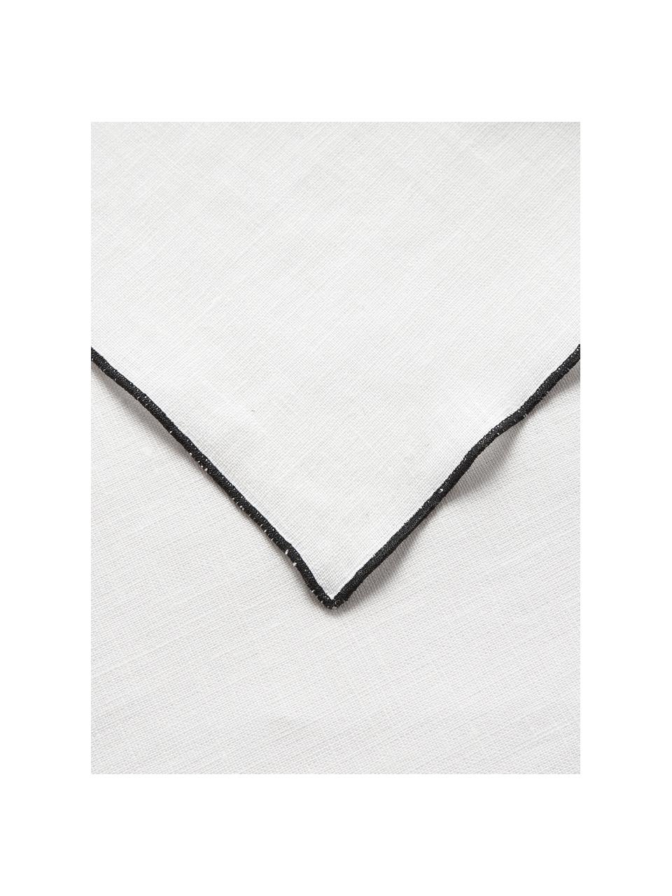 Camino de mesa de lino Vilnia, 100% lino, Blanco, negro, An 50 x L 150 cm
