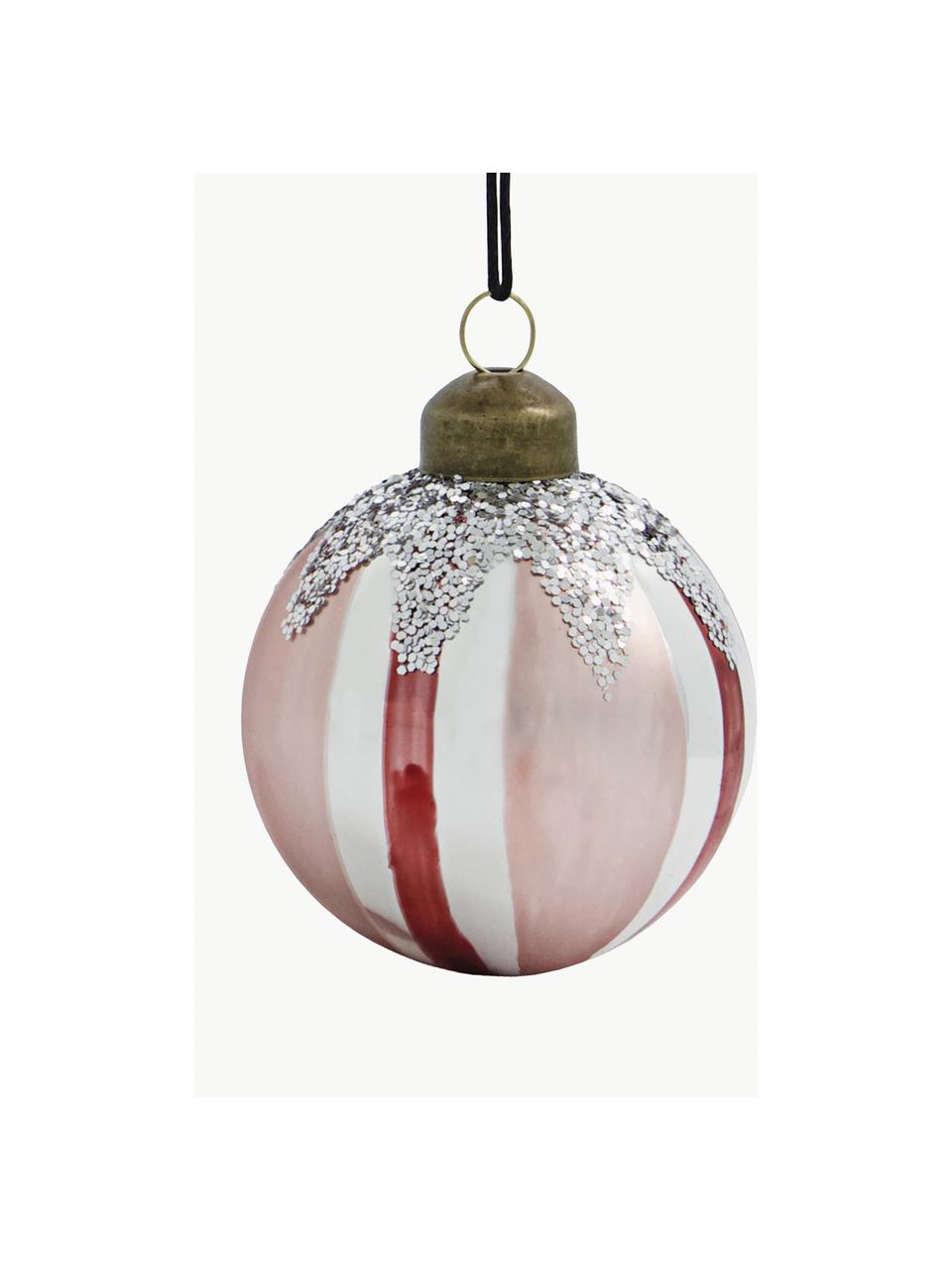 Palline di Natale Star 4 pz, Vetro, Rosa chiaro, rosso, bianco, argentato, Ø 6 cm